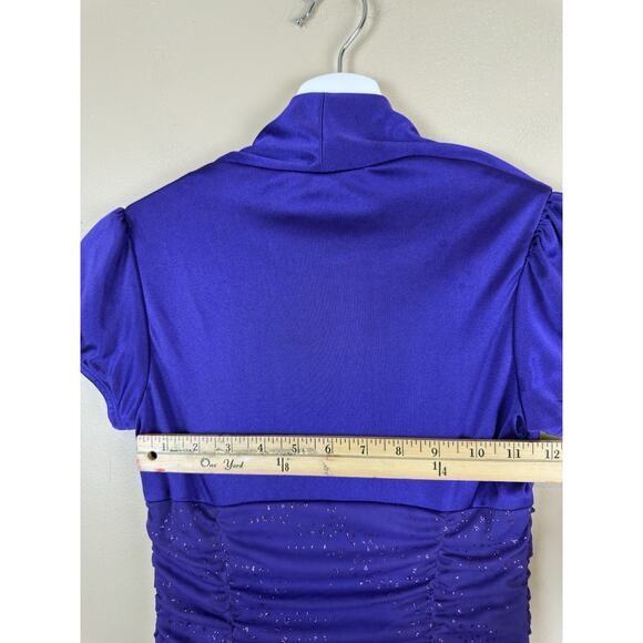AMY BYER Girls Vintage Purple Swirl Sparkle Y2K Dress Juniors Size 14 Ruched - Picture 13 of 13